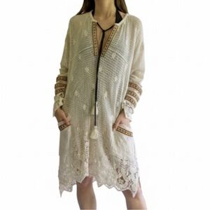 Muche Muchette Boho Crocheted Dress Or Swim Cover-Up One Size Cream EUC!